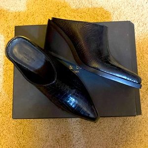 Rag&bone Santiago Mule,Black Croco Pointed Toe Shoe